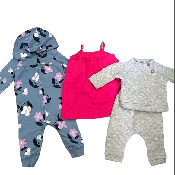 12 Piece Baby Girl Lot Body Suits Overalls Pants Footie Pajamas Size 6-9 Months - Picture 1 of 10
